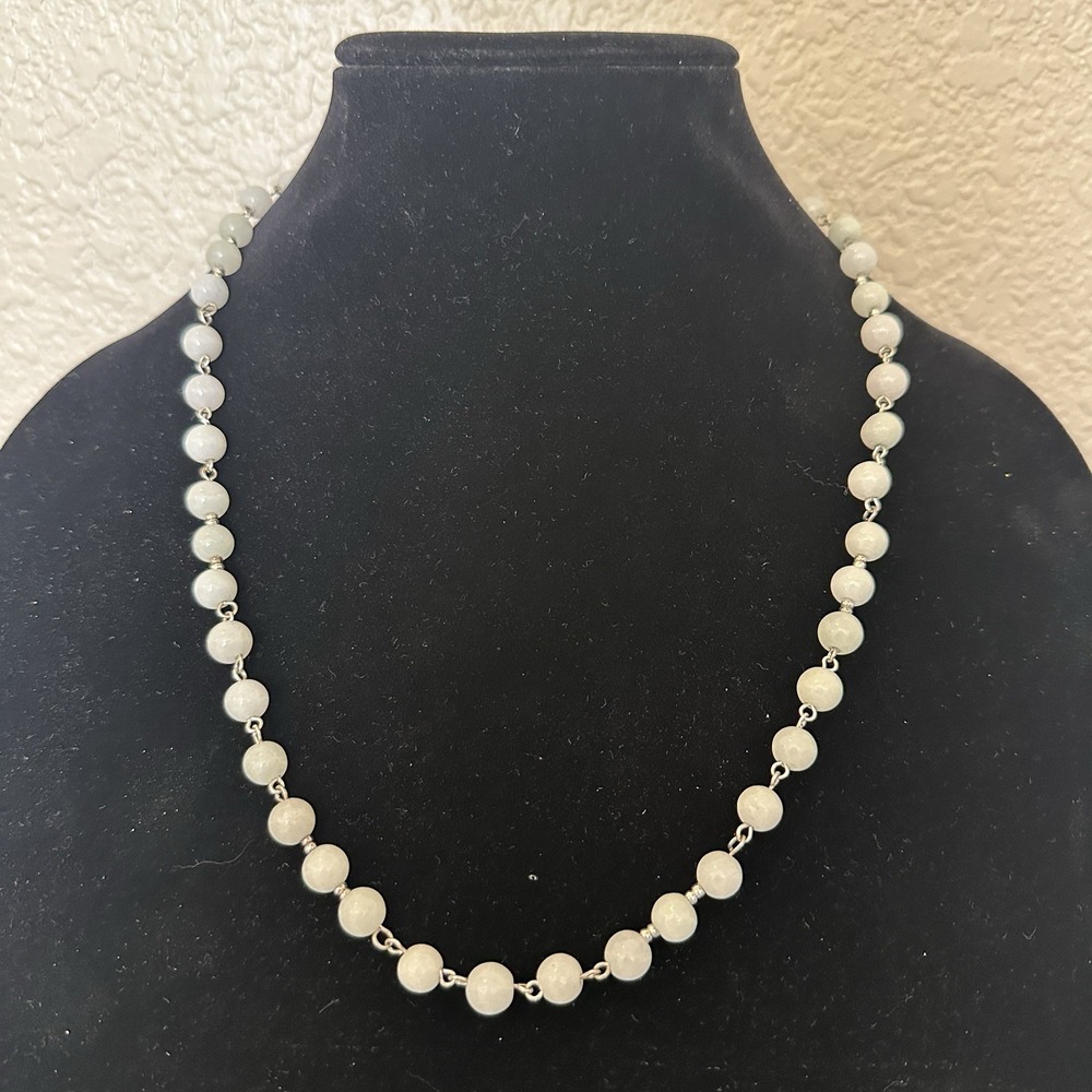 Handmade Artisan Necklace White Ivory Silver Links Energy Harmony